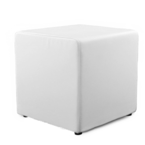 Location de pouf en simili cuir blanc